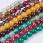 Natürliche Achat runde Perlen Strang, gefärbt, facettiert, Mischfarbe, 6 mm, Bohrung: 1 mm, ca. 62 Stk. / Strang, 14.17 Zoll