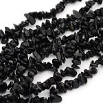 Natürlichen Obsidian Perlen Stränge, gefärbt, Chip, 5~8 mm, Bohrung: 0.5 mm, etwa 31~32 Zoll