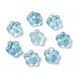 Perles en verre transparentes, fleur de prunier fleur, lumière bleu ciel, 12.5x13x5.5mm, Trou: 1.2mm