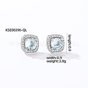 Элегантные женские серьги-гвоздики с квадратным цирконом TY1635-10