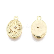 Brass Micro Pave Clear Cubic Zirconia Charms KK-G437-02G