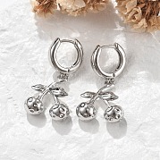 Латунные серьги-кольца с вишней EJEW-R016-04G