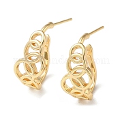Brass Ring Stud Earrings EJEW-C070-01G