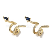 Серьги-каффы из латуни с микропаве из кубического циркония EJEW-R162-47G