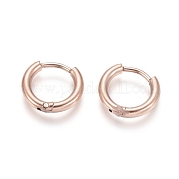 Серьги-кольца Huggie Hoop из нержавеющей стали 304 с ионным покрытием (IP) EJEW-F111A-13mm-RG
