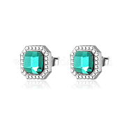 Квадратные серьги-гвоздики из нержавеющей стали со стразами TT2576-2