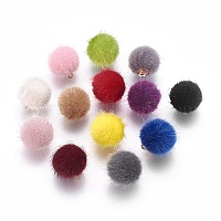 手作りの豪華な布の布をカバー  CCBプラスチックパーツを有する  ラウンド  ゴールドカラー  ミックスカラー  17x15mm  穴：1.5mm&nbsp;X-FIND-P029-C