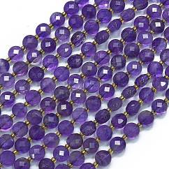 Fili di perline, con perline semi, perline di monete sfaccettate, rotondo e piatto, 6~6.5x4mm, Foro: 1 mm, circa 50pcs/filo, 15.35'' (39 cm)