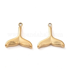 304ステンレススチールチャーム  フィッシュテイル チャーム  14KGP本金メッキ  12x11.5x2.5mm  穴：1.2mm