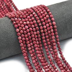 Abalorios naturales rhodonite hebras, Cuentas con punta de doble terminación cortadas con prismas de energía, bicono facetados, 4x4.5mm, agujero: 0.4 mm, aproximamente 83 pcs / cadena, 14.96 pulgada (38 cm)