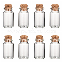 Bouteilles de verre bocal en verre, avec bouchon en liège, souhaitant bouteille, perle conteneurs, clair, 4x2.2 cm, Diamètre intérieur: 1.3 cm, capacité: 10 ml (0.34 oz liq.), goulot d'étranglement: 1.5 cm de diamètre