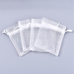 Sacs-cadeaux en organza avec cordon de serrage, fête de mariage cadeaux de noël sacs-cadeaux, pochettes en organza pour pot-pourri, blanc, 18x13 cm