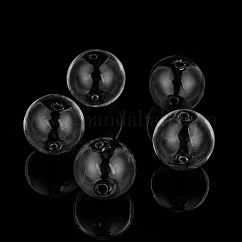 Perles de globe en verre soufflé à deux trous faites à la main, ronde, clair, 20mm, Trou: 2mm