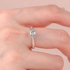 Anelli da dito in argento sterling con micro pavé da 925 mm e moissanite placcati in rodio da donna&nbsp;WG6524C-09