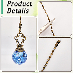 Круглые стеклянные подвески потолочные вентиляторы цепные удлинители&nbsp;HJEW-WH20003-34B