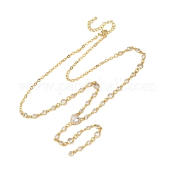 Colliers pour femmes avec pendentif cœur en laiton pavé de zirconiums cubiques et pompon&nbsp;NJEW-A071-01G-08