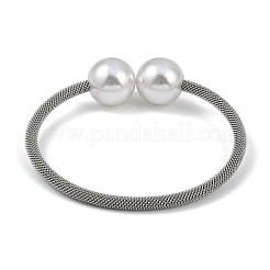 Braccialetti con perline rotonde in acciaio inossidabile 304 e plastica&nbsp;BJEW-M042-05P