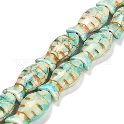 合成ターコイズビーズ連売り  魚  染め  スプレー塗装  ターコイズ  24x11.5~12x7mm  穴：1.2mm  約17個/連  15.16''（38.5センチメートル）&nbsp;X-TURQ-F019-01I