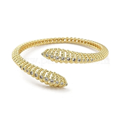 Bracelets de manchette en laiton avec micro pavé de serpent creux en zircone cubique&nbsp;BJEW-D039-05G