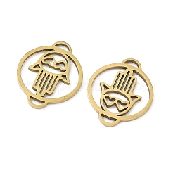 Кольцо из нержавеющей стали 201 с лазерной резкой и подвесками в виде хамсы&nbsp;STAS-P428-09G