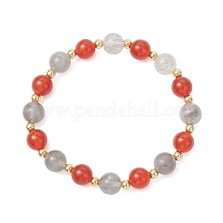 Браслеты из натуральных бусин мутного кварца и сердолика&nbsp;BJEW-JB12962