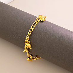 Модные элегантные браслеты-цепочки Фигаро с подвеской в виде дельфина из латуни для женщин NR0483