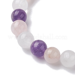 女性用天然混合宝石ラウンドビーズストレッチブレスレット  内径：2インチ（5.05cm）&nbsp;X-BJEW-JB10086-01