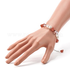 Braccialetto di perline di chip di agata naturale per le donne della ragazza&nbsp;X1-BJEW-TA00019-01