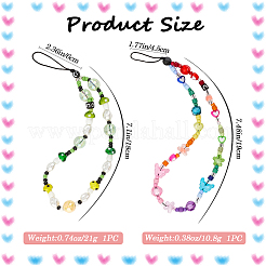 2 стильный ремешок для мобильного телефона с радужными бусинами из смолы HJEW-GF0001-46