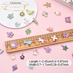 4 набор из 4 стилей эмалевых подвесок из сплава своими руками и наборов для изготовления регулируемых железных браслетов&nbsp;DIY-YW0013-13