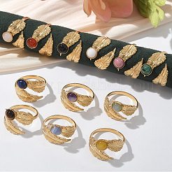 Круглые натуральные смешанные кольца из камня RJEW-C119-08G