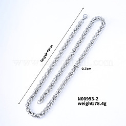 Шикарные хип-хоп ожерелья из витой веревки 7 мм из нержавеющей стали 304 CT6434-2