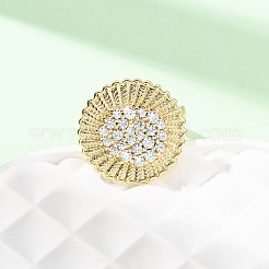 Регулируемые латунные кольца-манжеты с микропаве из кубического циркония для женщин RJEW-B139-07G-02