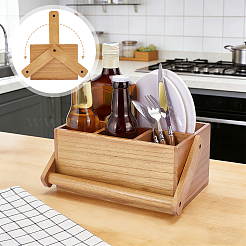 Cestino rettangolare in legno multiscomparto per riporre le stoviglie&nbsp;AJEW-WH0817-179