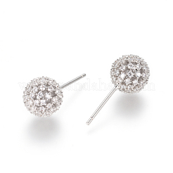 真鍮マイクロペーブクリアキュービックジルコニアスタッドピアス  丸玉スタンドピアス  ミックスカラー  21x8.5mm  ピン：0.9mm&nbsp;EJEW-K078-20A