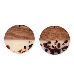 Pendentifs en résine transparente et bois de noyer&nbsp;RESI-TAC0017-75-B02