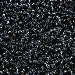 MIYUKIラウンドロカイユビーズ  日本製シードビーズ  15/0  （rr2426)シルバーラインモンタナ  1.5mm  穴：0.7mm  約5555個/10g&nbsp;X-SEED-G009-RR2426