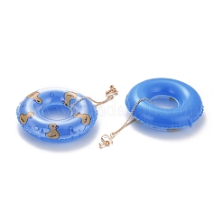 Boucles d'oreilles pendantes à clip avec flotteur de piscine de canard pour non piercing&nbsp;EJEW-Z015-02B