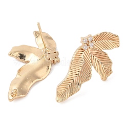 Фурнитура для серег-гвоздиков из латуни с паве из прозрачного кубического циркония KK-N256-27G