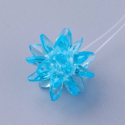 ガラス編みビーズ  花／線香花火  馬の目のチャームから成っています  ディープスカイブルー  13mm&nbsp;EGLA-A003-A16