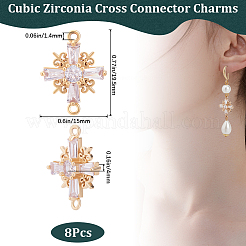8 шт. латунные подвески-коннекторы с прозрачным кубическим цирконием KK-BBC0014-64
