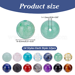 168шт. 14 стиля наборов бусин из натуральных и синтетических драгоценных камней G-AR0006-28