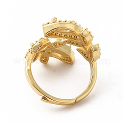 Прозрачное кольцо-манжета в виде листьев кубического циркония&nbsp;KK-A180-50G