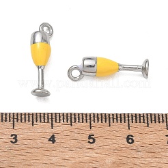 304ステンレススチールエナメルペンダント  ワイングラス型のチャーム  ステンレス鋼色  20.5x6.5x5.5mm  穴：2mm&nbsp;SA-CBA7876-22P