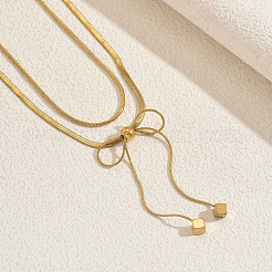 Элегантные французские двухслойные ожерелья с бантами и кисточками из нержавеющей стали для вечеринок и праздников JM5687