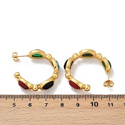 Серьги-гвоздики из нержавеющей стали 304 с синтетической бирюзой и синтетическим агатом EJEW-M105-01G