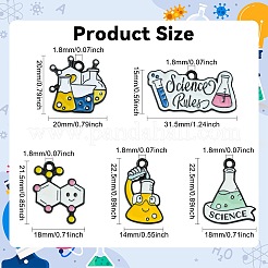 30 pieza de 5 estilos de colgantes de esmalte de aleación con temática de ciencia química&nbsp;ENAM-CJ0007-53