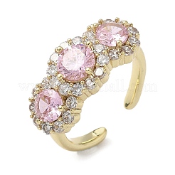 Латунные микро проложить манжеты кольца кубического циркония RJEW-H256-01G