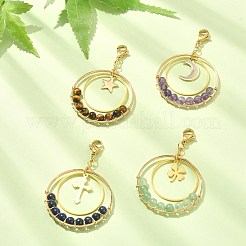 Украшение подвески из бусины с драгоценными камнями в проволочной обертке HJEW-TA00061