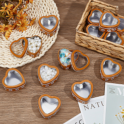 20 шт. подарочные коробки из жести в форме цветка и сердца с прозрачным окошком в крышке&nbsp;CON-PH0003-21